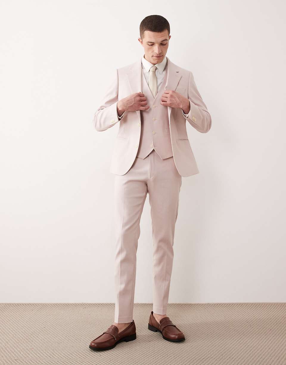 ASOS DESIGN light pink linen suit set