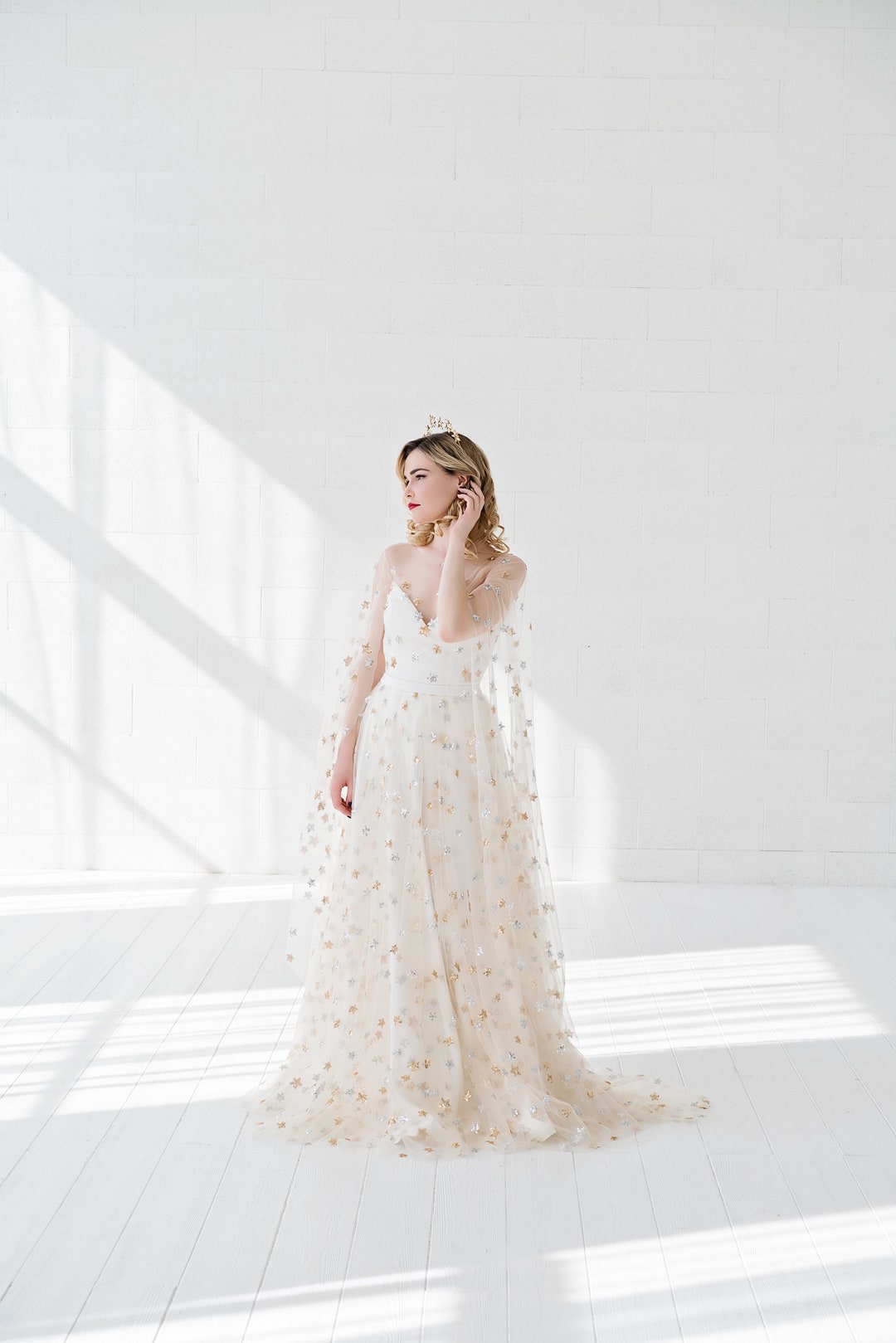 Estelle celestial wedding dress with sequin stars