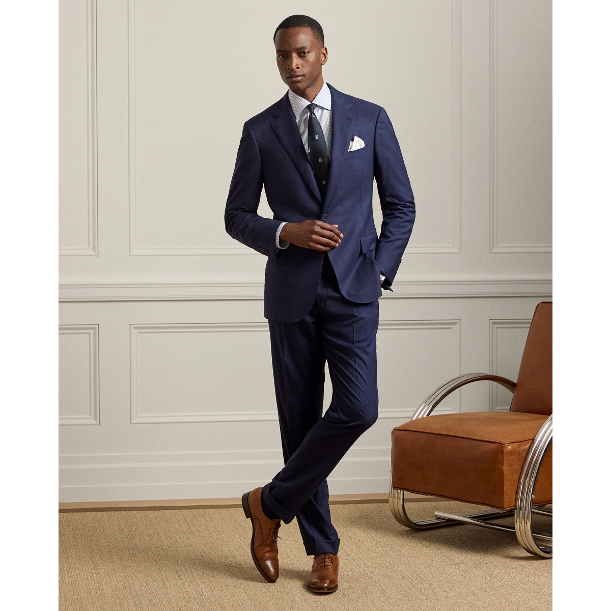 Ralph Lauren Gregory hand-tailored wool serge suit in navy