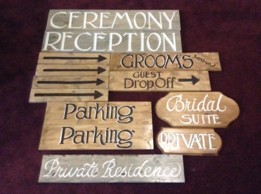 Handpainted wooden wedding sign by Maren Hartman