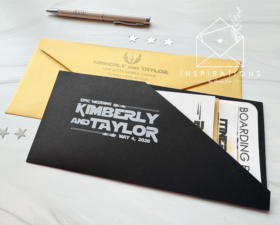 Jedi boarding pass wedding invitation