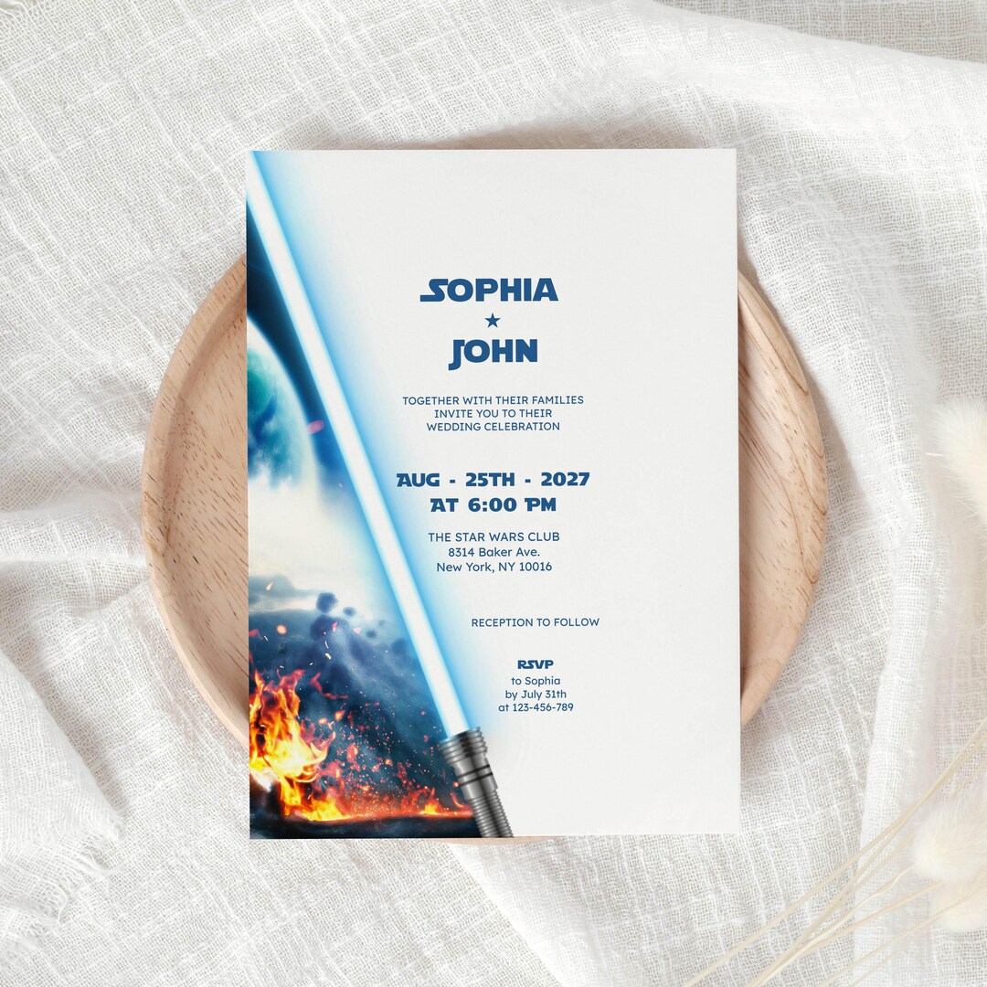 Galaxy themed sci-fi wedding invitation template