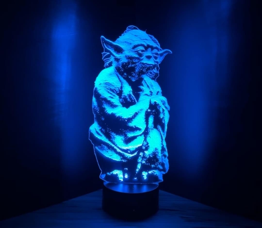 Yoda hologram edge-lit acrylic lamp
